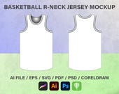 Basketball Jersey Mockup Streetwear Vector Template Illustrator Tech Pack Procreate mockup Clothing Template Vector Blank flat Drawing SVG