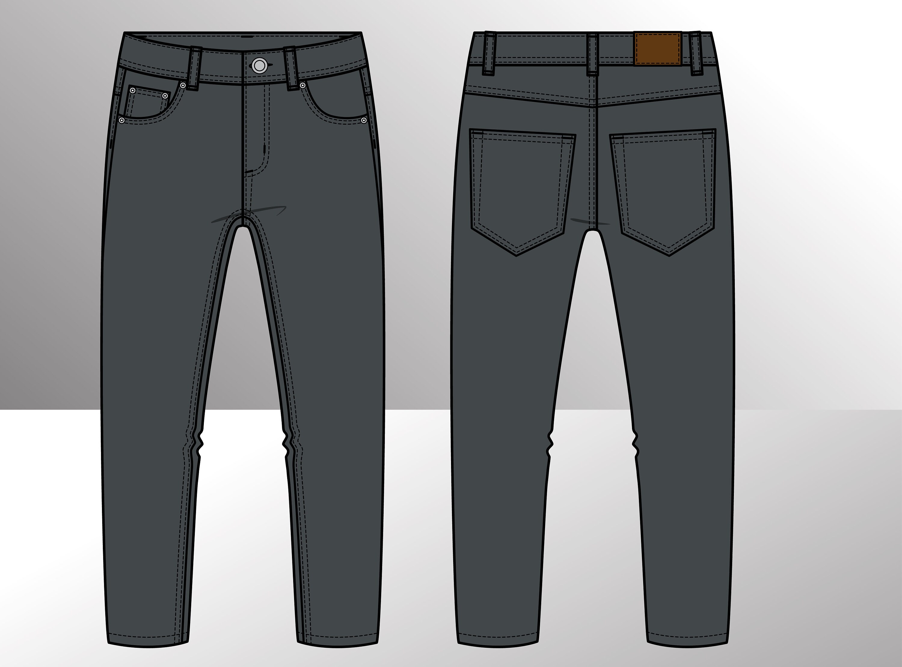 エスブイジー SVG ジーンズ Men's Jeans Fashion Flat Sketches, Fashion Vector Sketch
