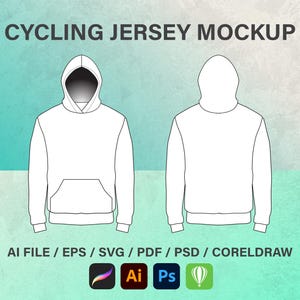 Vector Hoodie Volume 2 Template Sweatshirt Mockup Vector Tech Pack Illustrator Template Mockup Clothing Flat Drawing Sketch