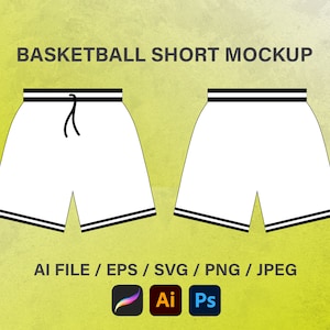 Mesh Shorts Template Streetwear Vector Shorts Basketball Shorts Tech Pack Shorts Template Illustrator Mockup Procreate Mockup Clothing Flat
