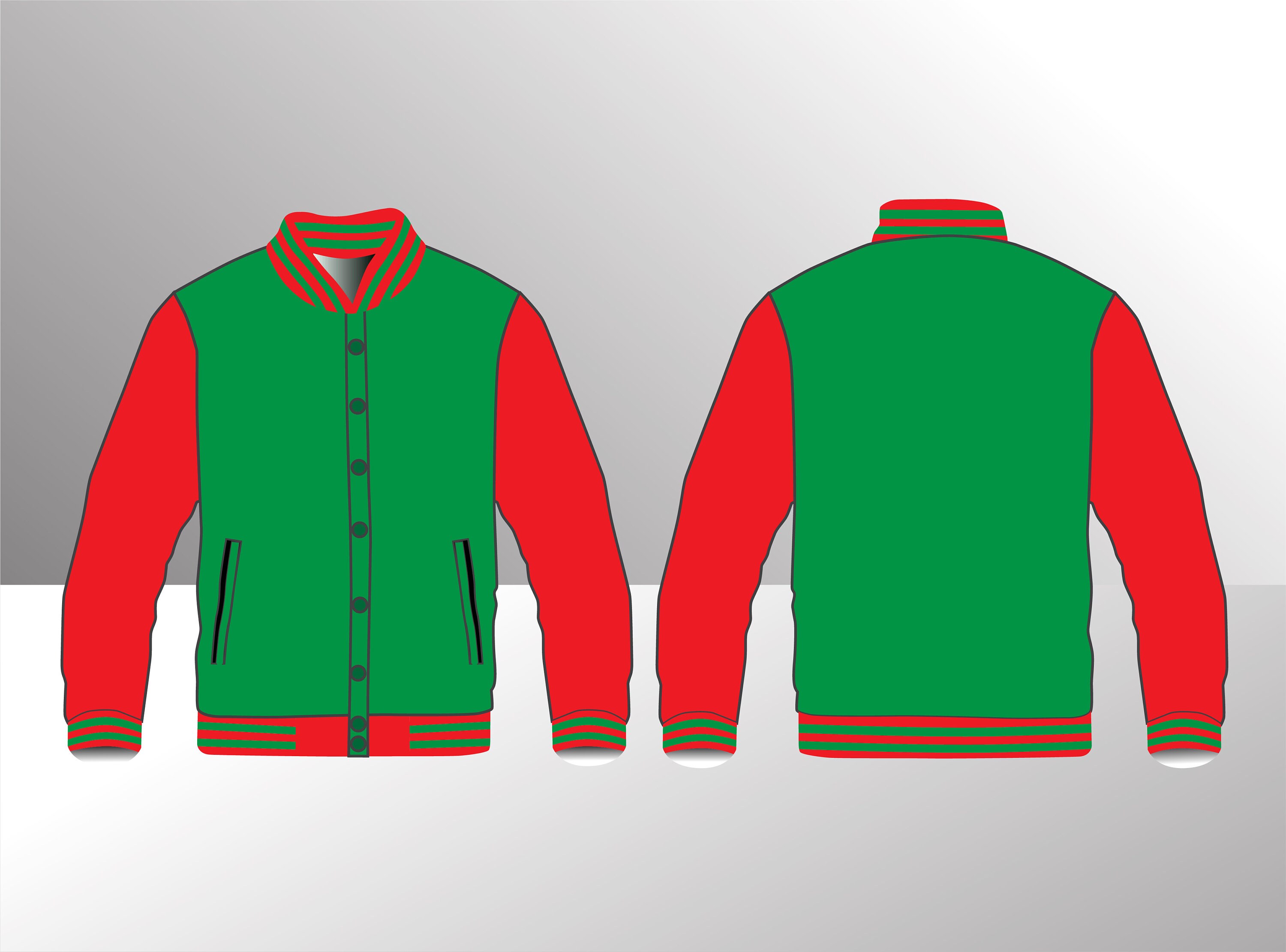 Varsity Jacket, Fashion Flat Templates, Technical Drawings, Fashion CAD ...