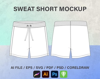 Pantalones cortos deportivos para niño, maqueta vectorial de pantalones cortos, dibujo técnico corto, moda, boceto plano, ilustración plana, SVG, paquetes tecnológicos, plantillas planas