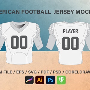 American Football Jersey, Blank football Jersey, Teck pack, Vector Templates, Flat Sketch, Technical Drawing, Flat Illustration, CAD, SVG