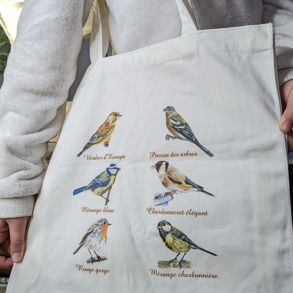 Sac cabas Tote Bag imprimé Oiseaux des jardins