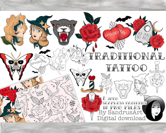 Buy Mother's Day Traditional Tattoo PNG Printable Download Bundle Clipart  Mother Day Gift Online in India - Etsy
