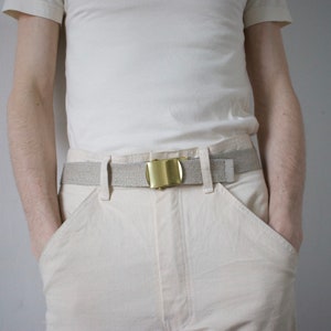 Undyed Hemp Web Belt with Solid Brass Buckle