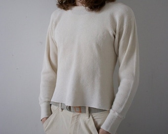 Camisa térmica tipo gofre 100 % algodón orgánico sin teñir, EE. UU.