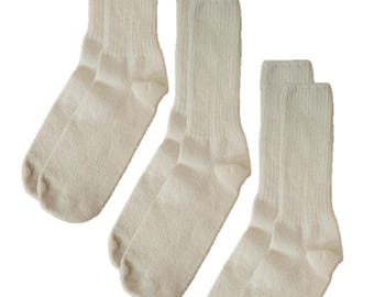 Calcetines sin blanquear de EE. UU., paquete de 3, sin teñir, 98 % algodón, fabricados en EE. UU.