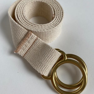 Undyed Cotton Web Brass Ring Belt