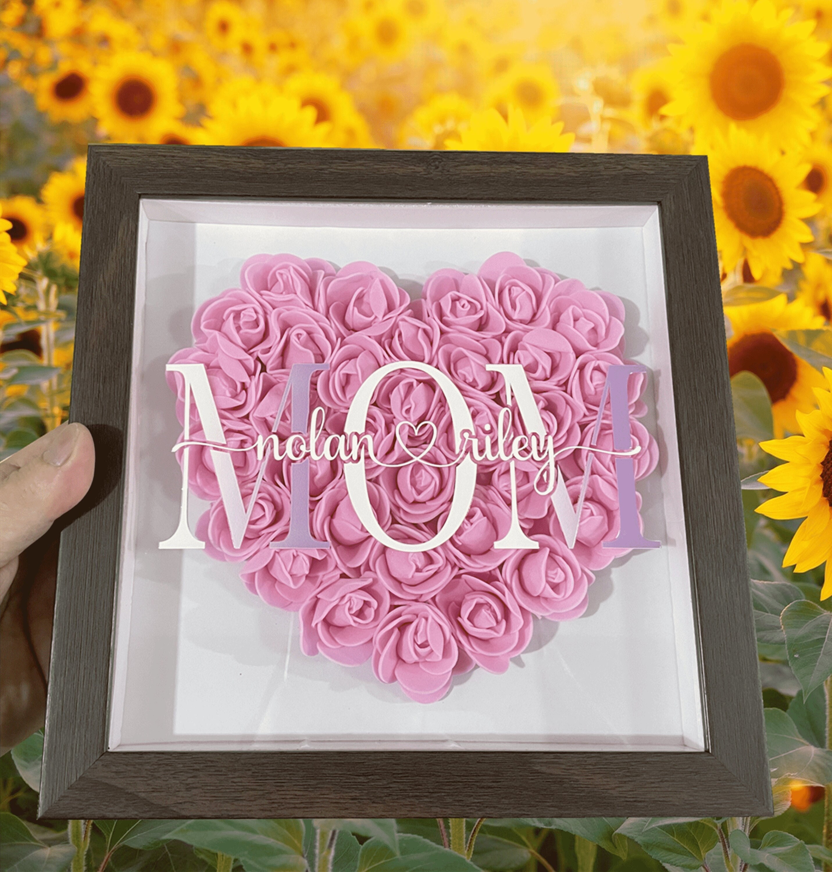 Mom Shadowbox With Flowers Heart Shadow Box Frame Giftmom Etsy