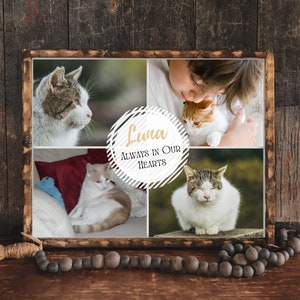Custom Cat Photo Collage Wall Art, Pet Memorial Gift, Personalized Photo Collage Digital Printable, Cat Mom Gift, Cat Loss Gift, Wall Art