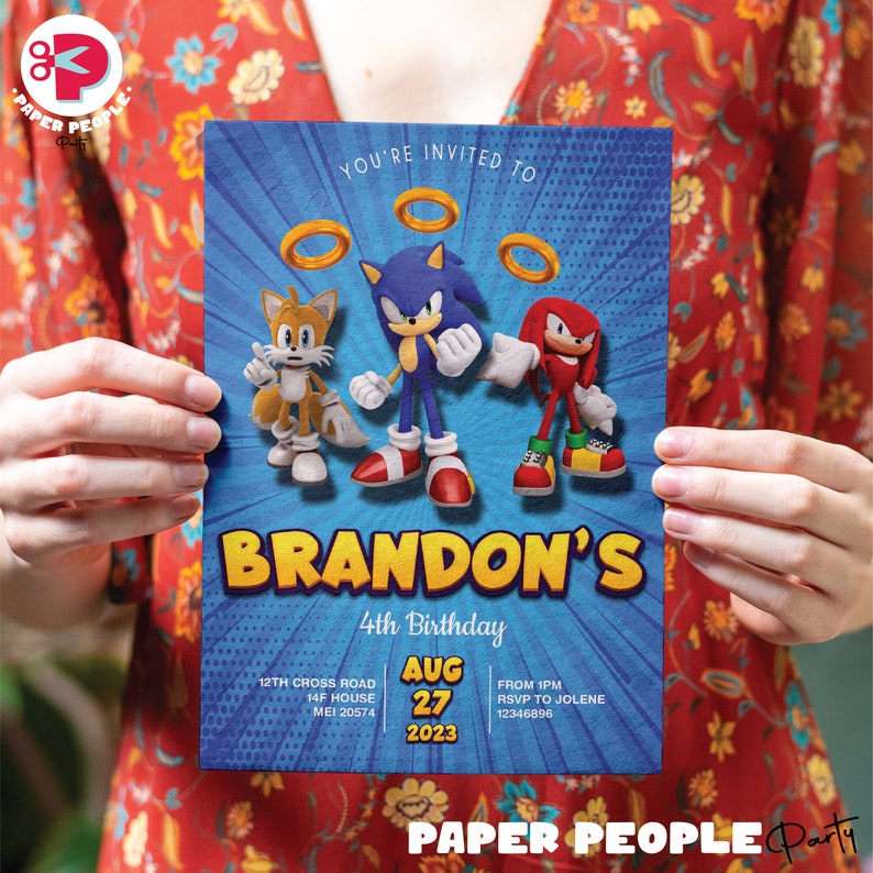 Sonic Birthday Invite, Sonic Party Invite, Happy Birthday Invite ...