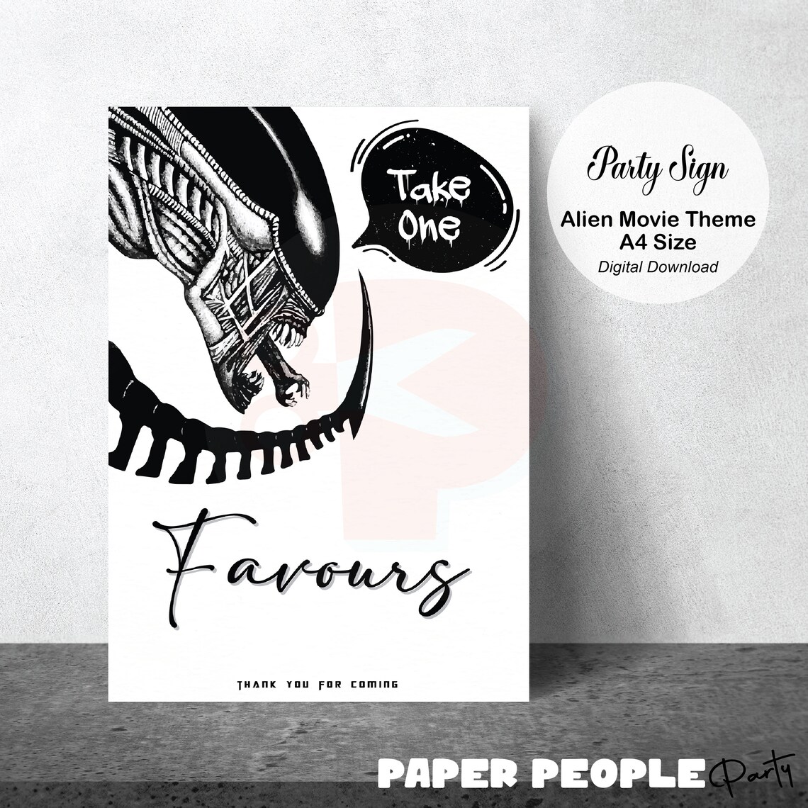 Alien Movie Birthday Favours Sign , Aliens Xenomorph Party Favour