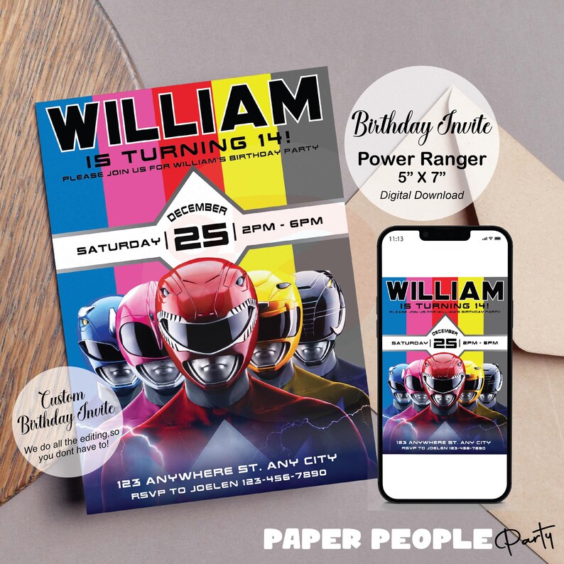 Power Ranger Invitation Power Ranger Birthday Invite Power Ranger Power Ranger Invitation Power Ranger Birthday Invite Power Ranger