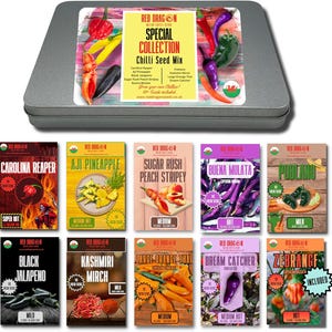 Grow Your Own Chilli Seed Kit – 10 Varieties Including Carolina Reaper – Gift Set