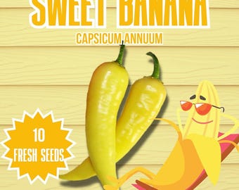 Sweet Banana Chilli Seeds - 10 Fresh Sweet Banana Pepper Seeds