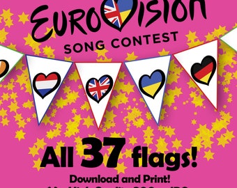 Imprimible, DESCARGAR, Banderines de fiesta de Eurovisión