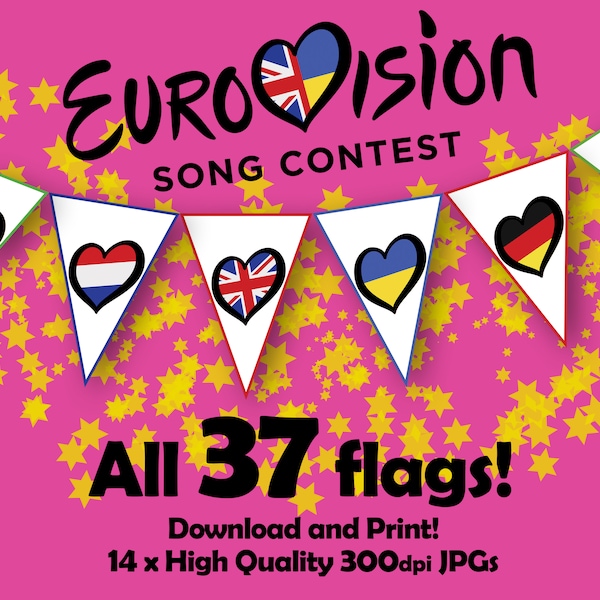 Printable, DOWNLOAD, Eurovision Party Bunting