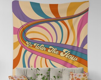 Decoración de pared única, decoración estética de habitación vintage, tapiz psicodélico funky, tapiz hippie para colgar en la pared de la decoración del hogar, decoración retro de los años 70