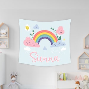 Personalized Baby Tapestry, Custom Rainbow Name Wall Hanging, Nursery Decor, Nursery Rainbow Wall Tapestry, Name Wall Tapestry, Baby Gift