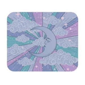 Aesthetic Moon Mouse Pad, Retro Desk Decor, Cute Desk Accessory, Coloful Mousepad, Gift for Him & Her, Gaming Gift, Office Gift, 155