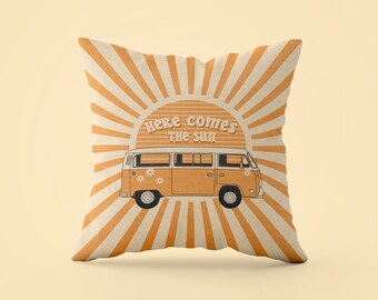 Boho Throw Pillow, 70s Hippie Decor, Retro Aesthetic Bohemian Home Decor, Bedroom & Living Room Decor, Housewarming Gift, INSERT INCLUDED