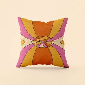 Almohada retro bonita, decoración estética colorida para el hogar, cojín de los años 70, almohada moderna de mediados de siglo, decoración de dormitorio y dormitorio, INSERTO INCLUIDO