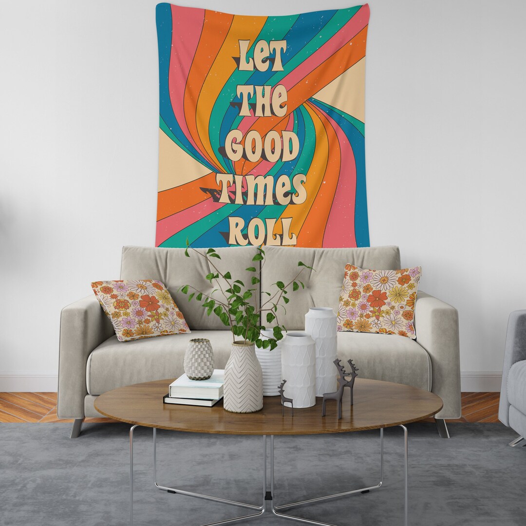 Cute Room Decor, Aesthetic Vertical Tapestry, Retro Quote Tapestry Wall