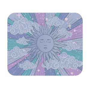 Retro Sun Mouse Pad, Aesthetic Desk Decor, Celestial Mousepad, Cute Desk Accessory, Gift for Him & Her, Gaming Gift, Office Gift, 154