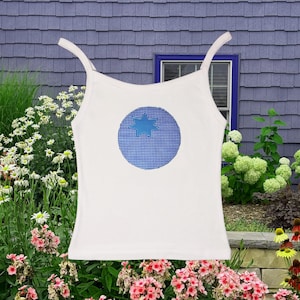 Blueberry Embroidered Tank Top | Summer Patchwork Shirt | Fruit Embroidery Women's & Girl's Tank