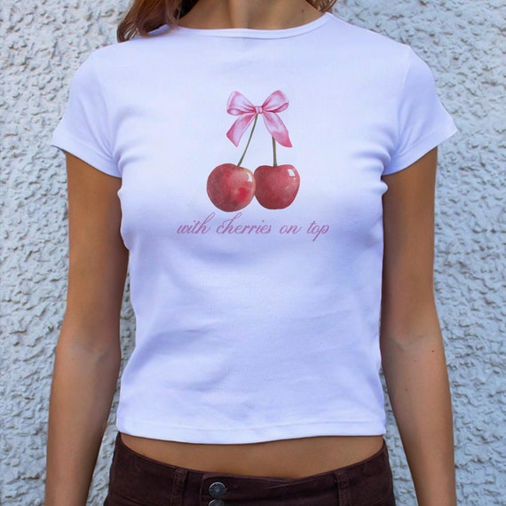 With Cherries on Top Coquette Baby Tee, Cherries With Bows Graphic