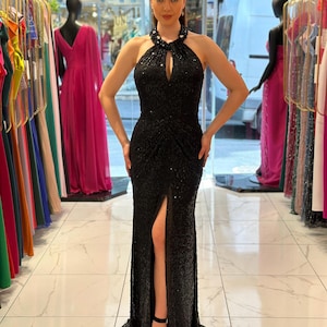 Black Evening dress - Party Dress -Bridesmades Dress- Gift For Her -Engagement Dress - Gift For Bride - Event Dress