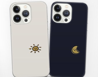 Paar passende Handyhülle Mond und Sonne klar Paar Covers für Samsung S24 S23 Ultra S22 S21 S20 S10 FE für Samsung A54 A53 A52 A34 A25 A15