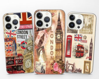 England Phone Case London Collage Cover for iPhone 15 Pro Max 14 13 12 11 SE, Samsung S24 S23 S22 S21 Fe S20 A13 A14 A73 A53, Pixel 8 7 6A