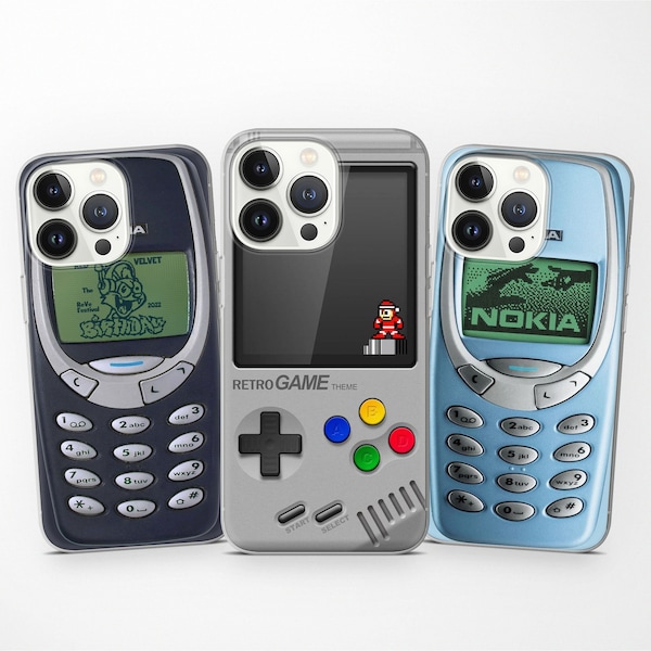 Nokia Nintendo GameBoy Handyhülle Retro Vintage Cover für iPhone 15 Pro Max 14 13 12 11 XR SE, Samsung S23 S22 S21 Fe S20 A13, Pixel 8 7 6A