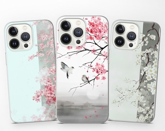 Japanese Sakura Cherry Blossom Phone Case for iPhone 15 Pro Max 14 13 12 11 XR SE, Samsung S24 S23 S22 S21 Fe S20 A15 A25 A53, Pixel 8 7 6A