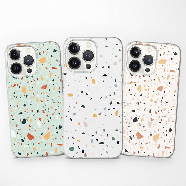 Terrazzo Handyhülle Abstrakte Abdeckung iPhone 15 Pro Max 14 13 12 11 XR SE, Samsung S23 S22 S21 Fe S20 A13 A14 A73 A53, Pixel 8 7 6A