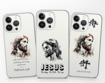 Jesus Phone Case Clear Christian Faith Cover for iPhone 15 Pro Max 14 13 12 11 XR SE, Samsung S24 S23 S22 S21 Fe S20 A13 A53, Pixel 8 7 6A