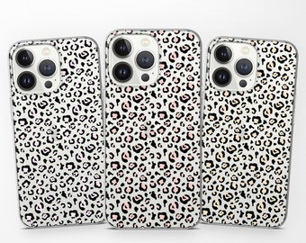 Klare Pastel Leopard Handyhülle Transparent für iPhone 15 Pro Max 14 13 12 11 XR SE, Samsung S24 S23 S22 S21 S20 A13 A14, Pixel 8 7 6A