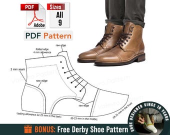 Patterns Men&#39;s Boots - Derby Boots Sewing Pattern - Men&#39;s Boots Pattern PDF - Sewing Boots Pattern PDF - Sewing Boots - DIY