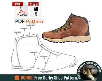 Hiking Boots Sewing Pattern PDF: Men's Sizes EUR 39-47 (Digital Download)