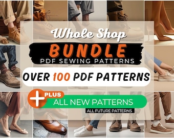 Shoe Sewing PDF Patterns: Men's & Women's Sizes (Digital Download Bundle)