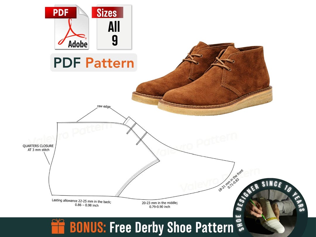 Suede Desert Boots Sewing Pattern PDF – Men’s Chukka Boots - Etsy