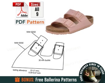 Digital Patterns PDF - Women Sandals - Shoes all 9 Sizes - Leather Shoe Patterns - PDF Sewing Shoes - Sandals Templates - DIY Sandals