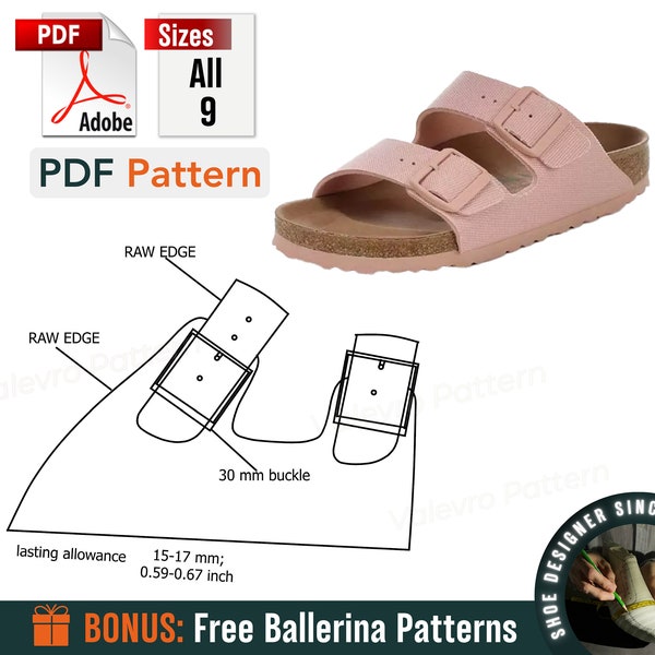 Digital Patterns PDF - Women Sandals - Shoes all 9 Sizes - Leather Shoe Patterns - PDF Sewing Shoes - Sandals Templates - DIY Sandals