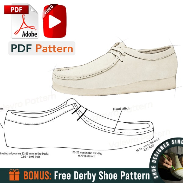 Muster Mokassin-Schuhe – Leder-Nähvorlage – Mokassin-Muster – digitales PDF-Mokassin-Schnittmuster – Anleitung zur Schuhherstellung – DIY