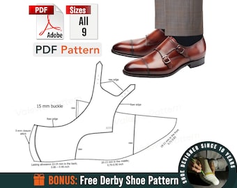 Double Monk Schuh-Schnittmuster: Herrenschuhe (PDF-Muster)