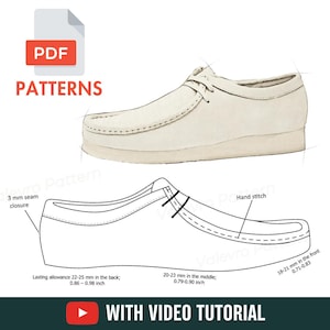 Leather Moccasin Shoe Sewing Pattern: Men's Sizes (PDF Pattern) - With Video Tutorial