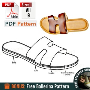 PDF schoenen met digitaal patroon, damessandalen H, schoenen alle 9 maten
