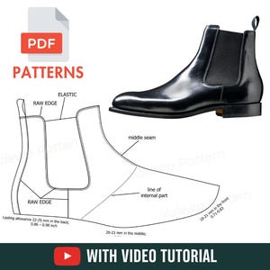 Patterns Chelsea Boots - Sewing Shoes Pattern PDF - Leather Boots Pattern - With Video Tutorial